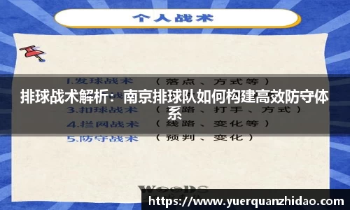 排球战术解析：南京排球队如何构建高效防守体系