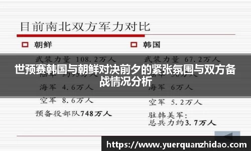 世预赛韩国与朝鲜对决前夕的紧张氛围与双方备战情况分析